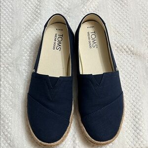 TOMS Dark Blue Canvas Espadrilles worn twice in perfect condition